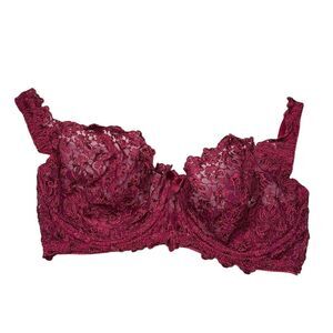 Victoria's Secret Burgundy Red Lace Unlined Underwire Bra 34D Vintage